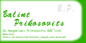 balint prikosovits business card